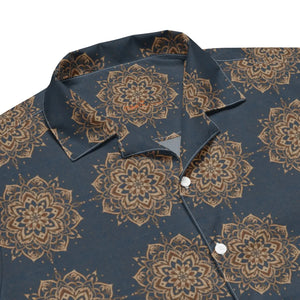Nautical Unisex Button Shirt - Navy Geometric Print - Dipaliz - Shirts