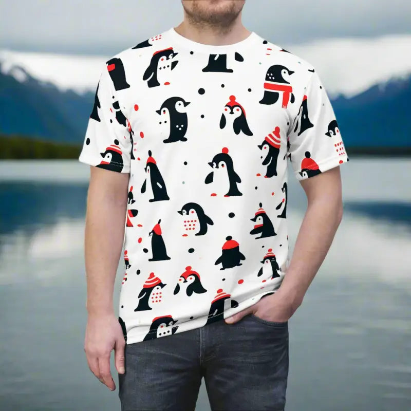 Cozy Cut & Sew Tee with Penguins for Fashion Lovers - T-shirts