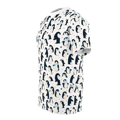 Chill in Style with Cool Penguins Snowflakes Cut & Sew Tee - T-shirts