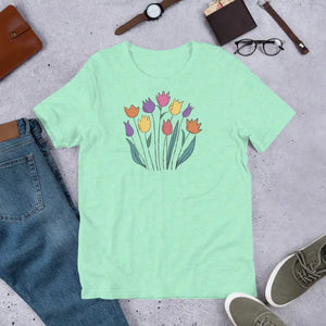 Unisex Flower Bunch Tee - Flattering Every Body Type - Dipaliz - Heather Mint / s - T-shirts