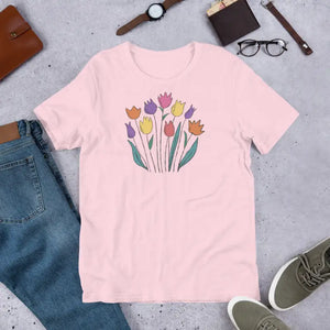 Unisex Flower Bunch Tee - Flattering Every Body Type - Dipaliz - Soft Pink / s - T-shirts