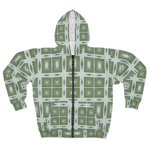 Zip Hoodie - Green Geometric Abstract Pattern - Dipaliz - Xs - Hoodies