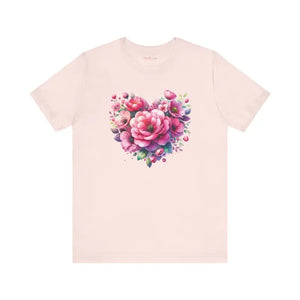 Heart Tee Jersey Short Sleeve Floral Unisex Comfort Style Dipaliz - T-shirts