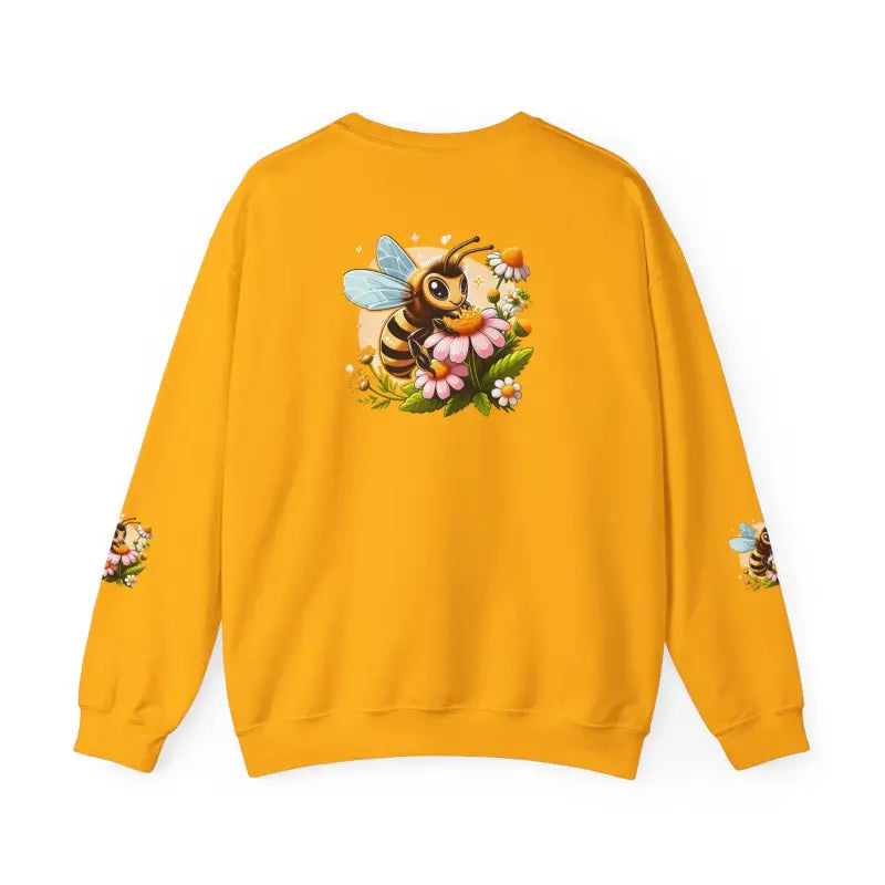 Unisex Heavy Blend Crewneck with Enchanting Bee & Flower Design - Sweatshirt