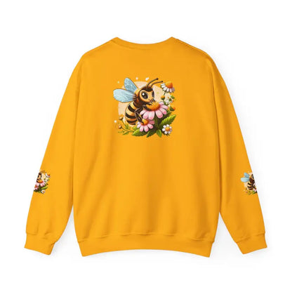 Unisex Heavy Blend Crewneck with Enchanting Bee & Flower Design - Sweatshirt