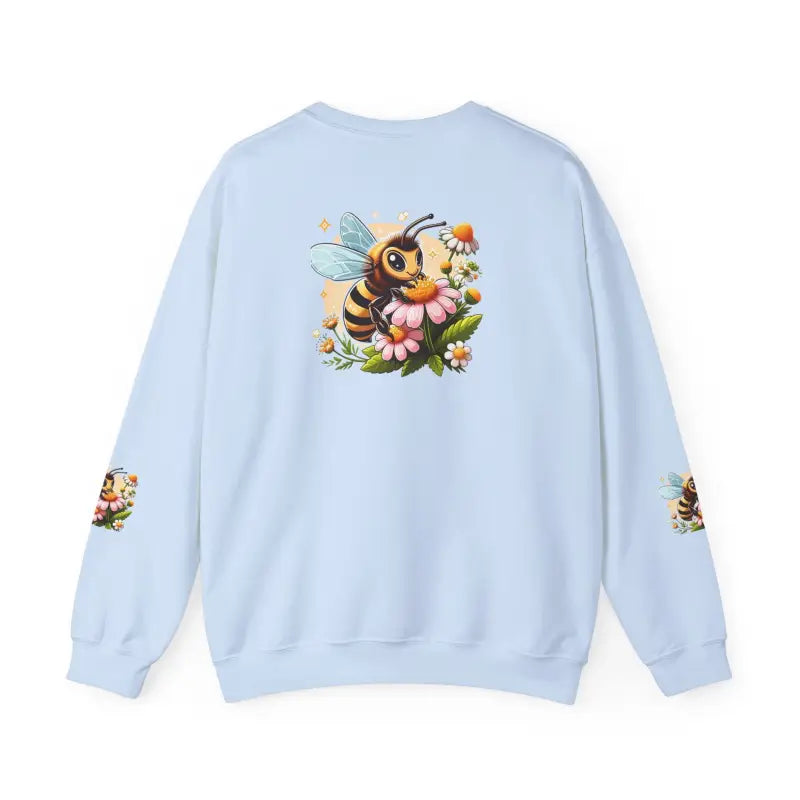 Unisex Heavy Blend Crewneck with Enchanting Bee & Flower Design - Sweatshirt