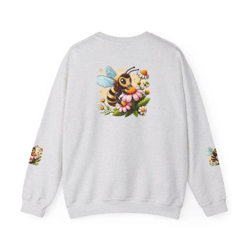 Unisex Heavy Blend Crewneck with Enchanting Bee & Flower Design - Sweatshirt