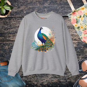 Peacock Heavy Blend Crewneck - Unisex Cotton - Dipaliz - Sweatshirts