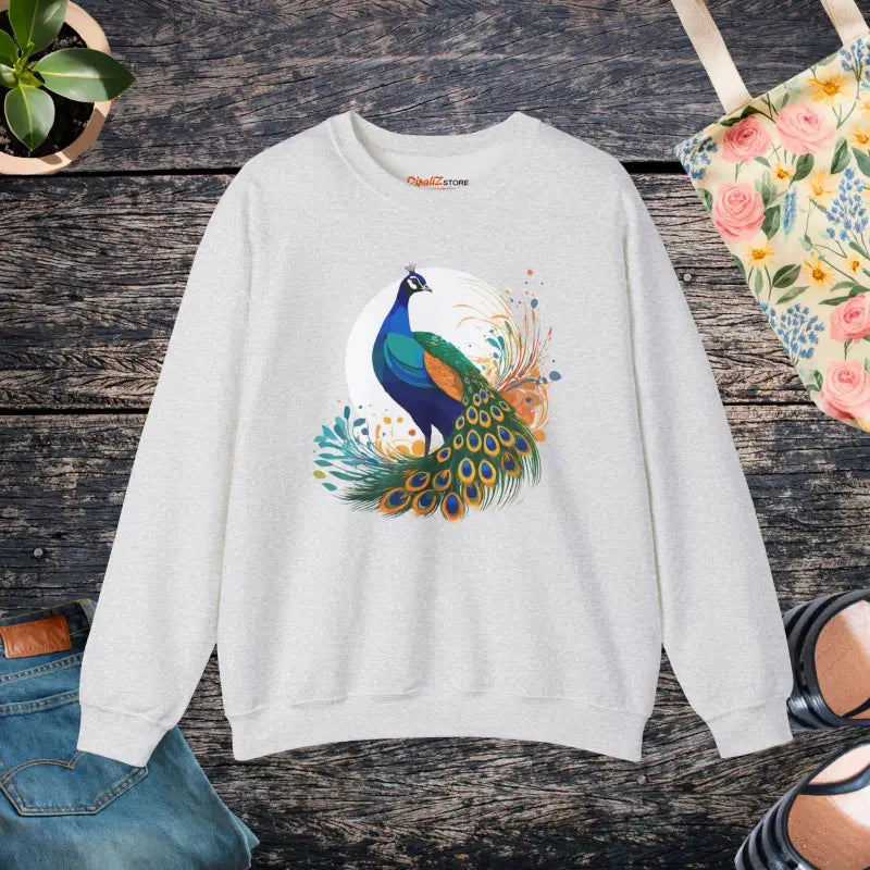 Peacock Unisex Heavy Blend Crewneck Sweatshirt - Cozy and Stylish - s / Ash