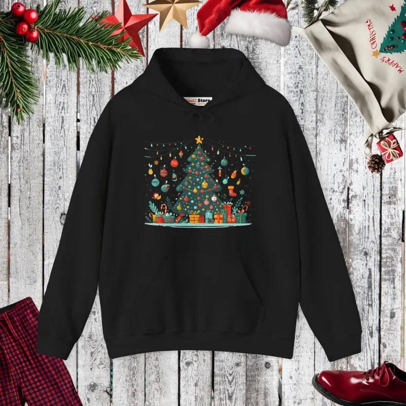 Unisex Heavy Blend Hoodie with Festive Christmas & Nature Vibes - Black / s