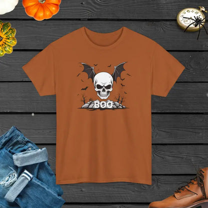 Elevate your Halloween Style with a Heavy Cotton Skull Tee - Texas Orange / s T-shirt