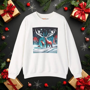 Rudolf Reindeer Christmas Crewneck Sweatshirt Cozy Unisex Dipaliz - s / White - T-shirts