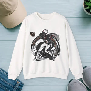 A Man Playing American Football Unisex Heavy Blend™ Crewneck Sweatshirt - s / White - Sweatshirts