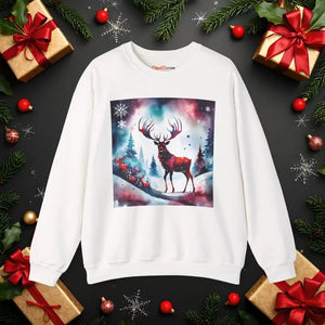 Rudolf Reindeer Christmas Crewneck Sweatshirt Unisex Heavy - Dipaliz - s / White - Sweatshirts