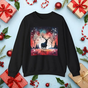 Sweatshirt - Rudolf Reindeer Christmas Unisex Heavy Crewneck - Dipaliz s / Black