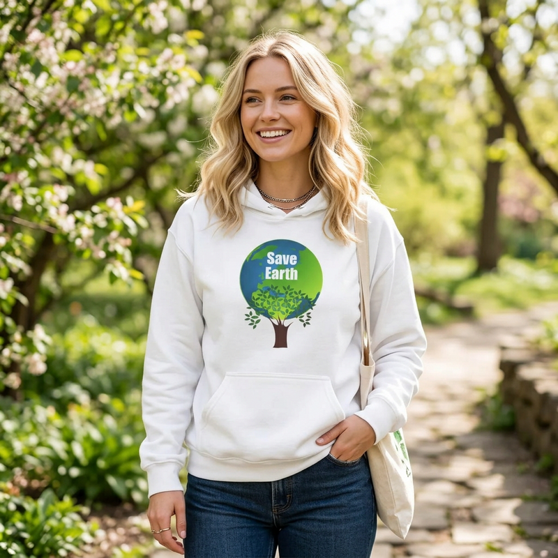 DipaliZ Save Earth Sweatshirt Heavy Blend Fleece Hoodie