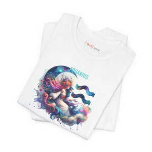 Soft Cotton Aquarius Zodiac Tee - Unisex Short Sleeve - Dipaliz - T-shirts