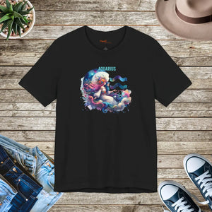 Soft Cotton Aquarius Zodiac Tee - Unisex Short Sleeve - Dipaliz - T-shirts