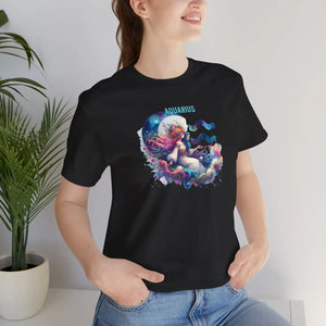 Soft Cotton Aquarius Zodiac Tee - Unisex Short Sleeve - Dipaliz - T-shirts