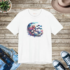 Soft Cotton Aquarius Zodiac Tee - Unisex Short Sleeve - Dipaliz - T-shirts