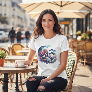 DipaliZ Aquarius Zodiac Tee Short Sleeve Soft Cotton
