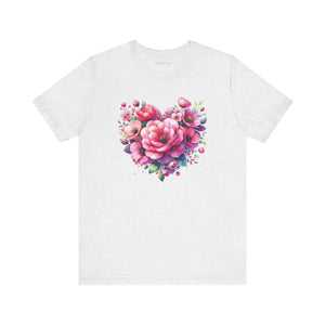 Floral Jersey Short Sleeve Tee - Flower Heart Design - Dipaliz - T-shirts