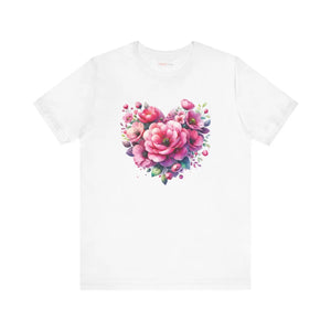 Floral Jersey Short Sleeve Tee - Flower Heart Design - Dipaliz - T-shirts