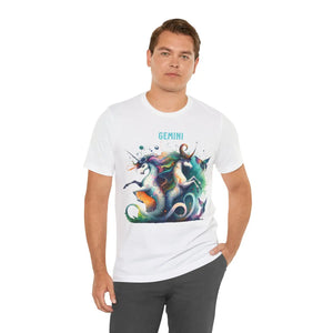 Cosmic Gemini Short Sleeve Tee - Soft Cotton Jersey - Dipaliz - T-shirts