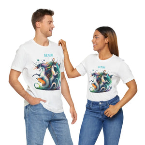 Cosmic Gemini Short Sleeve Tee - Soft Cotton Jersey - Dipaliz - T-shirts