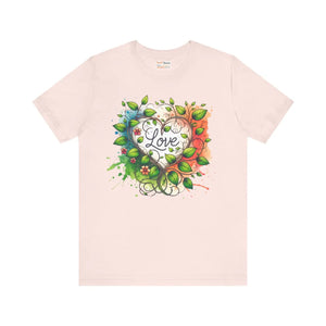 Unisex Jersey Heart and Flowers Tee - Soft Cotton - Dipaliz - T-shirts
