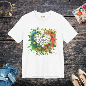Unisex Jersey Heart and Flowers Tee - Soft Cotton - Dipaliz - T-shirts