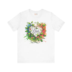 Unisex Jersey Heart and Flowers Tee - Soft Cotton - Dipaliz - T-shirts