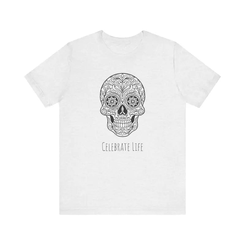 Celebrate Life in Style: Cool Sugar Skull Jersey Tee - T-shirt