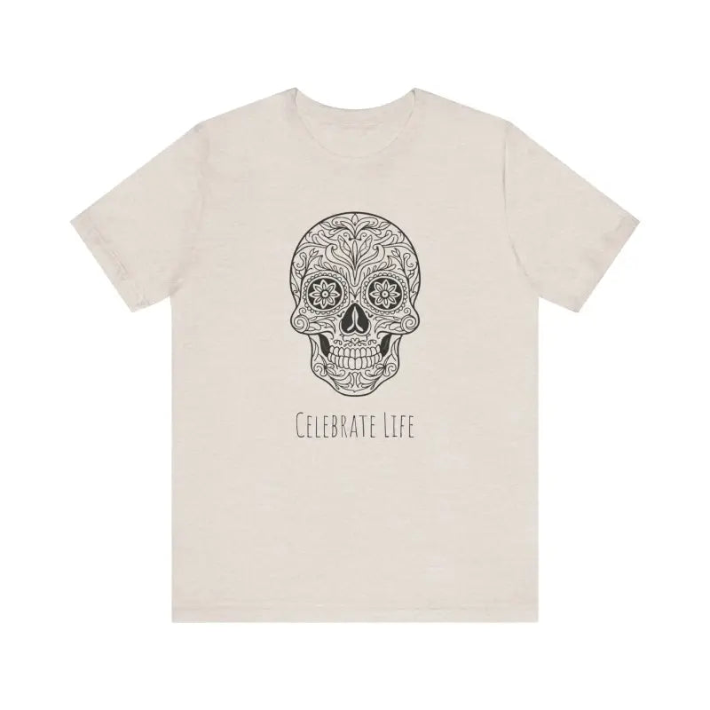 Celebrate Life in Style: Cool Sugar Skull Jersey Tee - T-shirt