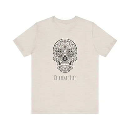 Celebrate Life in Style: Cool Sugar Skull Jersey Tee - T-shirt