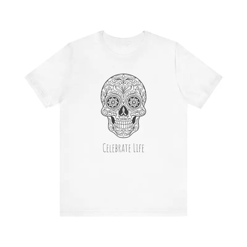 Celebrate Life in Style: Cool Sugar Skull Jersey Tee - T-shirt