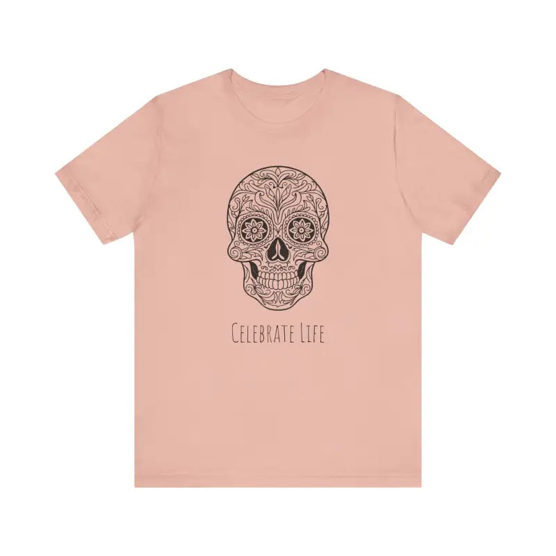 Celebrate Life in Style: Cool Sugar Skull Jersey Tee - T-shirt