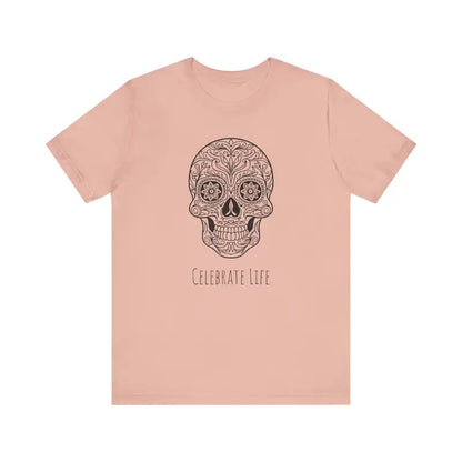 Celebrate Life in Style: Cool Sugar Skull Jersey Tee - T-shirt