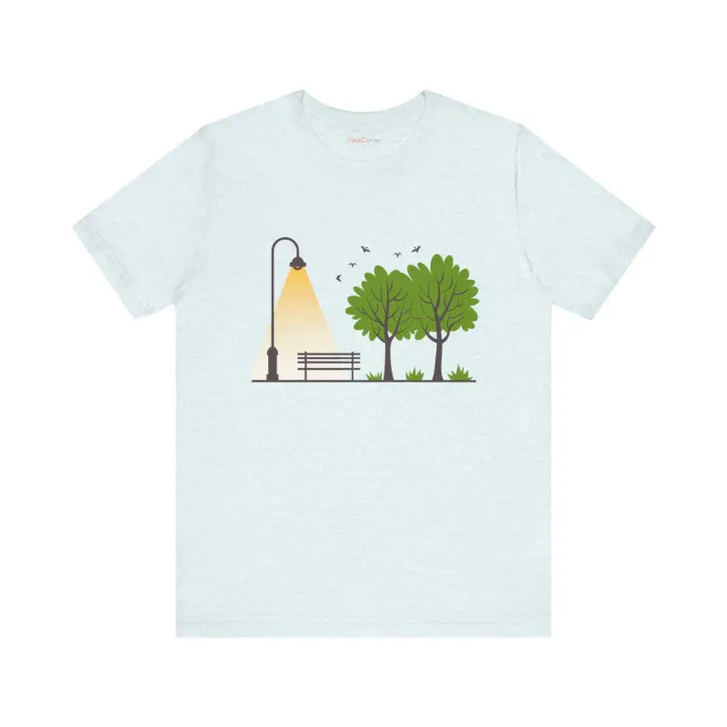 Unisex Jersey Tee with Cozy Airlume & Lamp Post Design - T-shirt