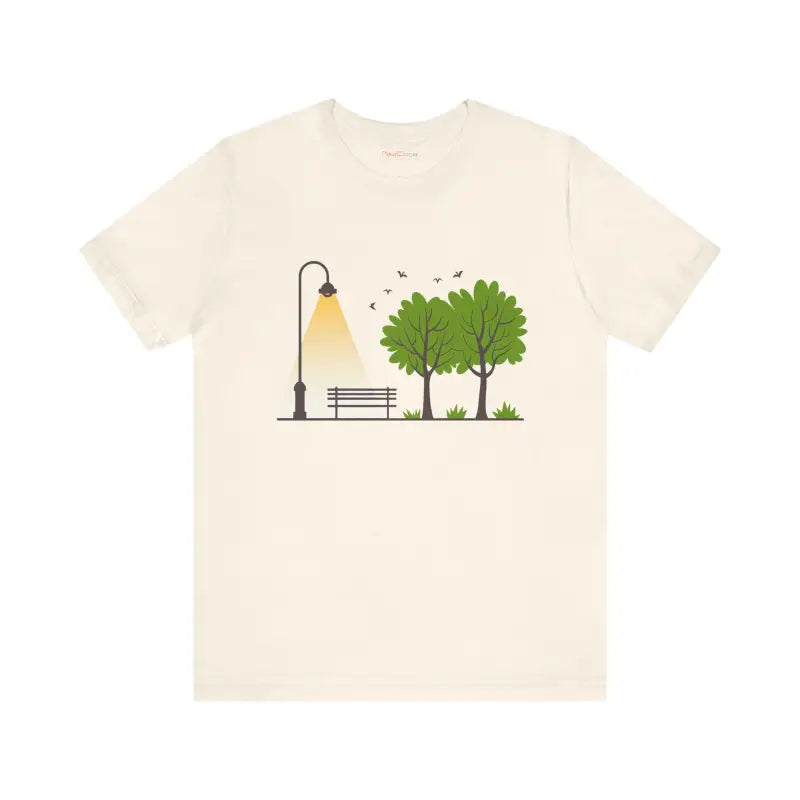 Unisex Jersey Tee with Cozy Airlume & Lamp Post Design - T-shirt