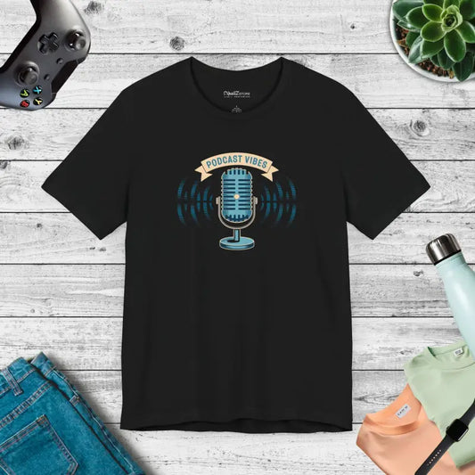 Rock your Podcast Vibes with this Unisex Jersey Short Sleeve Tee - Black / s T-shirt