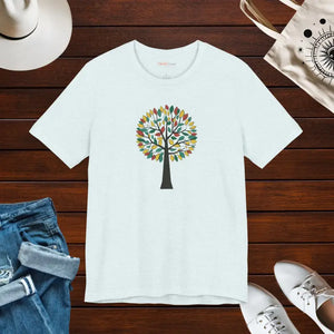 Colorful Tree Design Unisex Jersey Short Sleeve Tee - Dipaliz - Heather Ice Blue / s - T-shirts