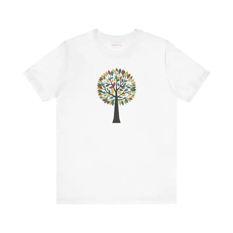 Vibrant Unisex Jersey Tee with Colorful Tree Design - T-shirt