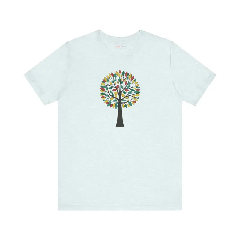 Vibrant Unisex Jersey Tee with Colorful Tree Design - T-shirt