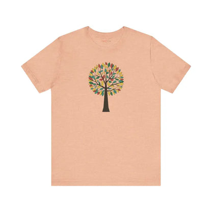 Vibrant Unisex Jersey Tee with Colorful Tree Design - T-shirt