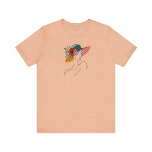 Unisex Jersey Tee - Floral Hat Design Enchanting Art - Dipaliz - Heather Peach / s - T-shirts