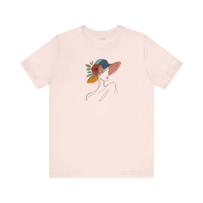 Enchanting Unisex Jersey Tee with Floral Hat Design - Soft Pink / s T-shirt