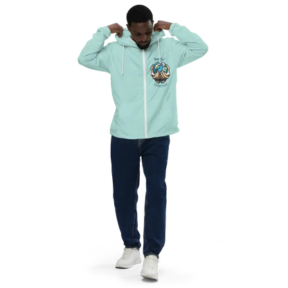 Unisex Lightweight Zip Windbreaker for Earth Day Explorations - Aqua/white Zipper / Xs Jackets