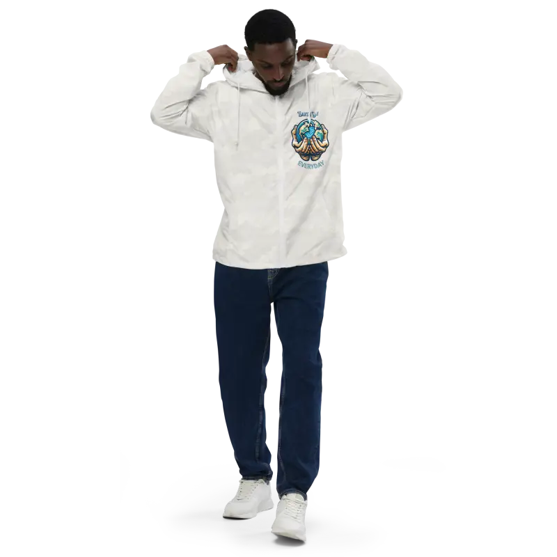 Unisex Lightweight Zip Windbreaker for Earth Day Explorations - White Camo / Xs Jackets