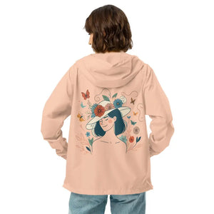 Unisex Lightweight Zip Windbreaker Floral Butterfly Magic - Dipaliz - Blush/white Zipper / Xs - Windbreakers